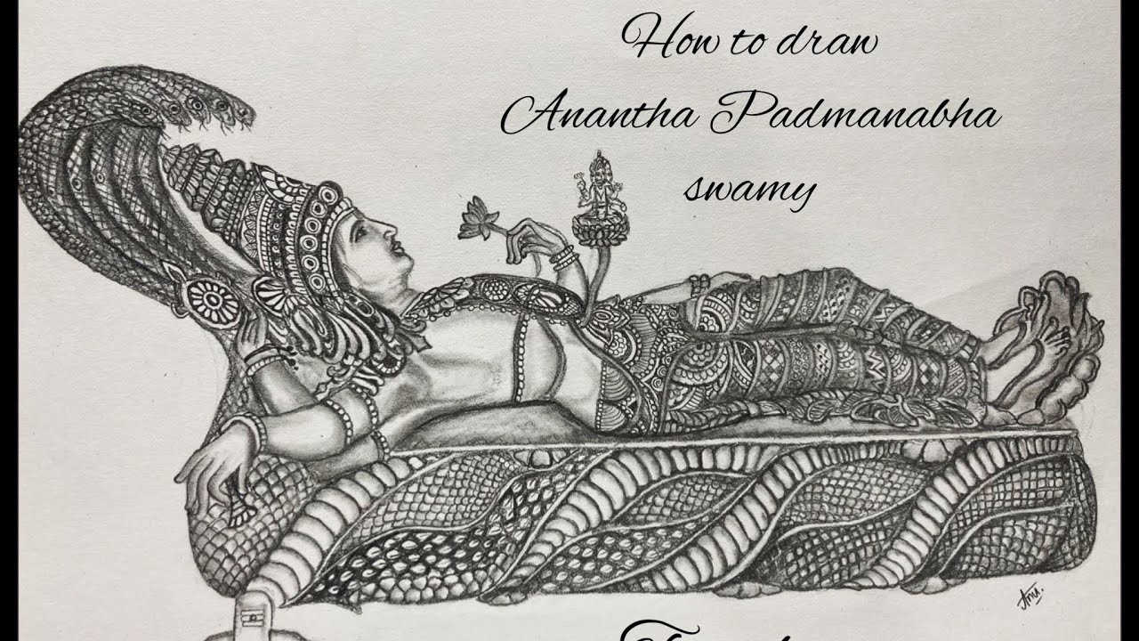 How to draw Anantha Padmanabha swamy | drawing and blending ...