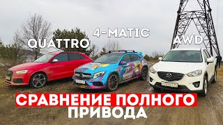 Mercedes 4Matic vs Audi Quattro vs Mazda AWD, Сравнение  ПОЛНОГО привода
