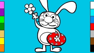 How to Draw Easter Bunny with Eggs - Coloring Pages for Kids