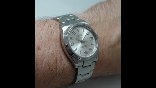 2007 Rolex Air-King chronometer rated men's sports watch with pink lume!  Model reference 114210.