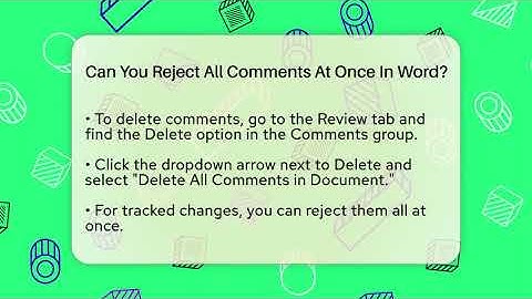 Can You Reject All Comments At Once In Word? - Docs and Sheets Pro