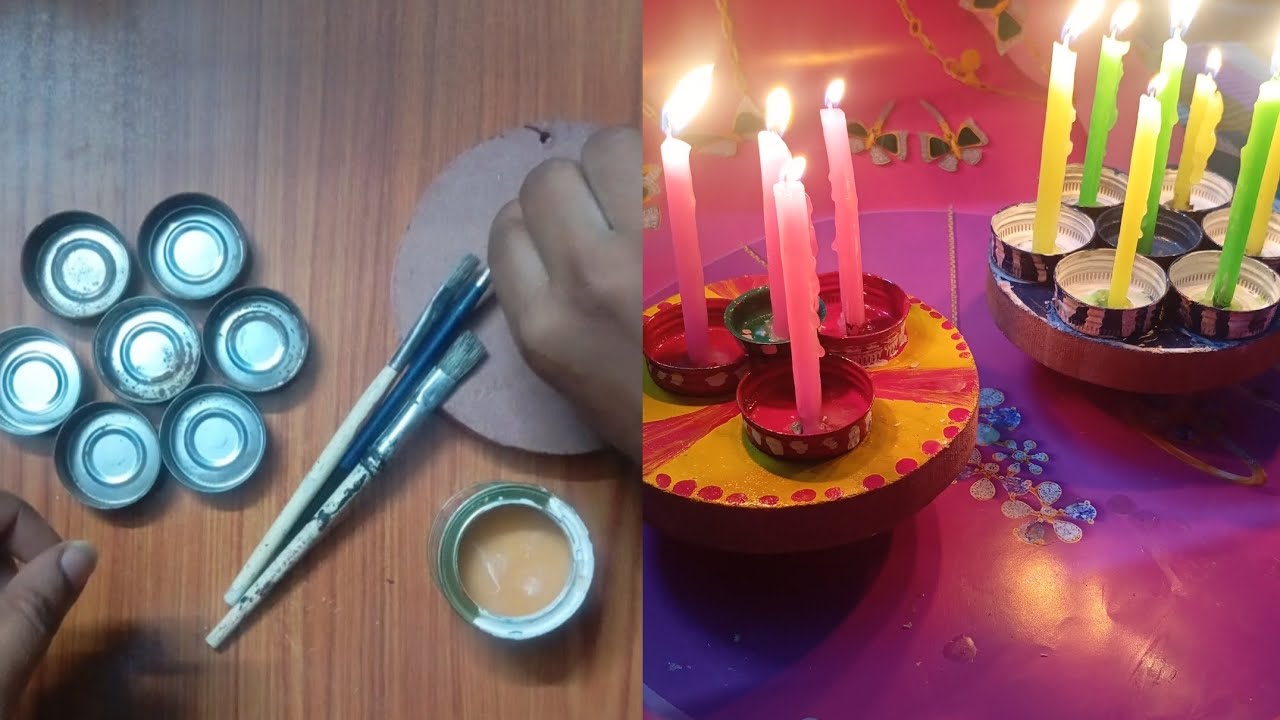 🔥😱 recycling wood and caps transform beautiful lamp 🪔