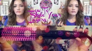 how to style layers / Revlon heated silicone curl brush - YouTube