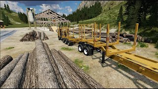 logging truck driving through dangerous mountain roads in BeamNG.drive ep.1