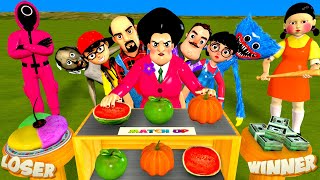 Scary Teacher 3D vs Squid Game Who Can Match the Fruit and Win $10,000 Level Max 7 Times Challenge
