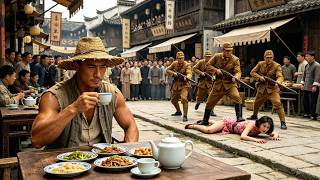 Japs bully civilians, unaware a nearby uncle is a kung fu master who punches out the whole squad!
