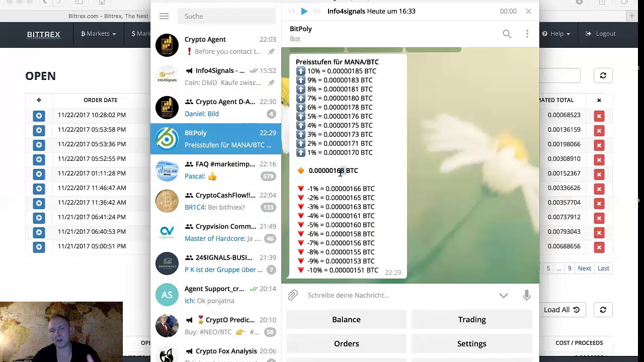 Trades setzen mit dem Bitpoly / Crypto Agent - Bitcoins handeln / traden