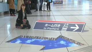 目の錯覚で立体サイン 京急、羽田空港に導入