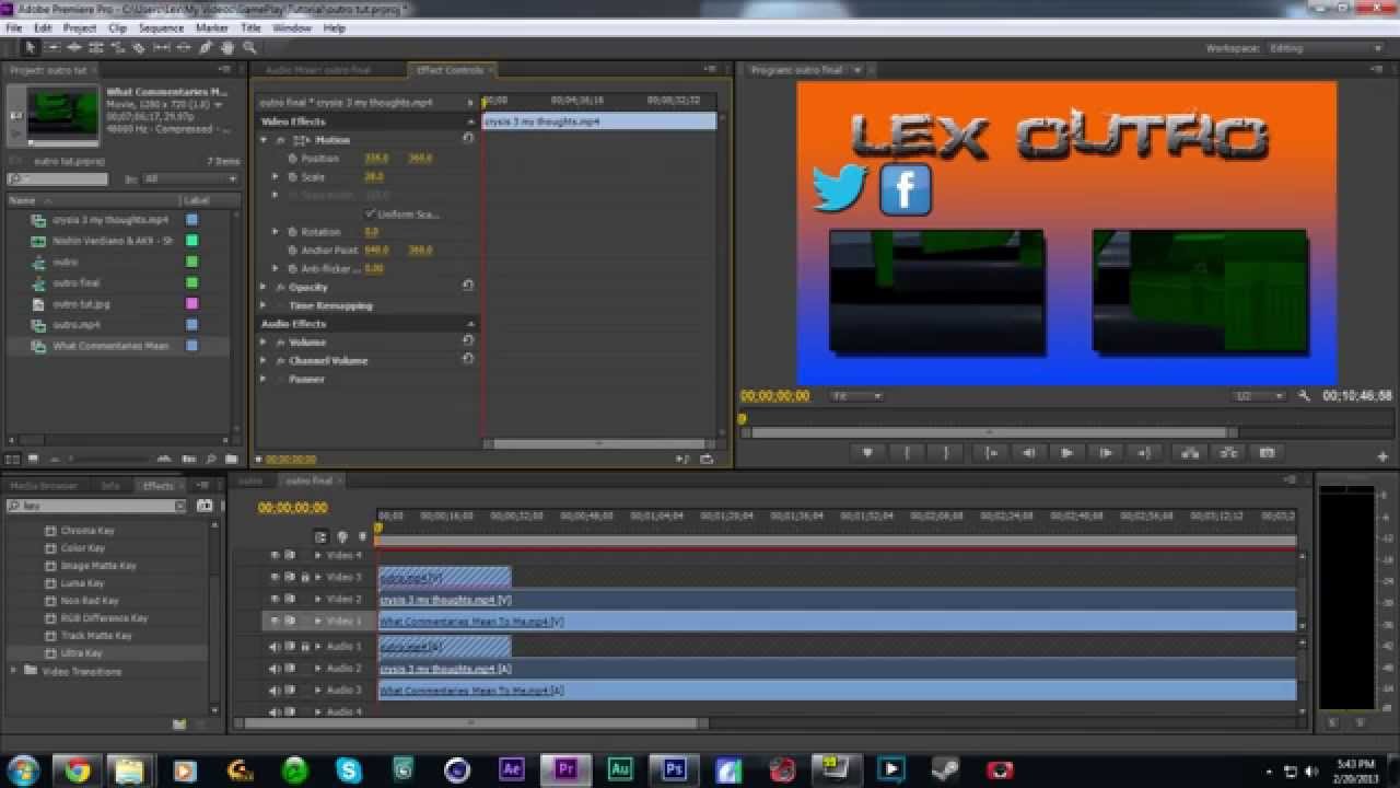 Tutorial How To Make An Outro Video Using & Premiere Pro CS6