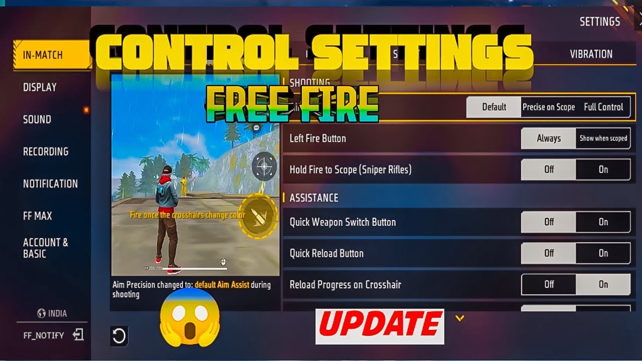 FREE FIRE CONTROL SETTINGS AFTER UPDATE 😱 | free fire control settings ...