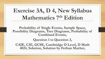 Exercise 3A, D 4, New Syllabus Mathematics 7th Edition, Question 1 to 3, Solution by Ferhan Mazher