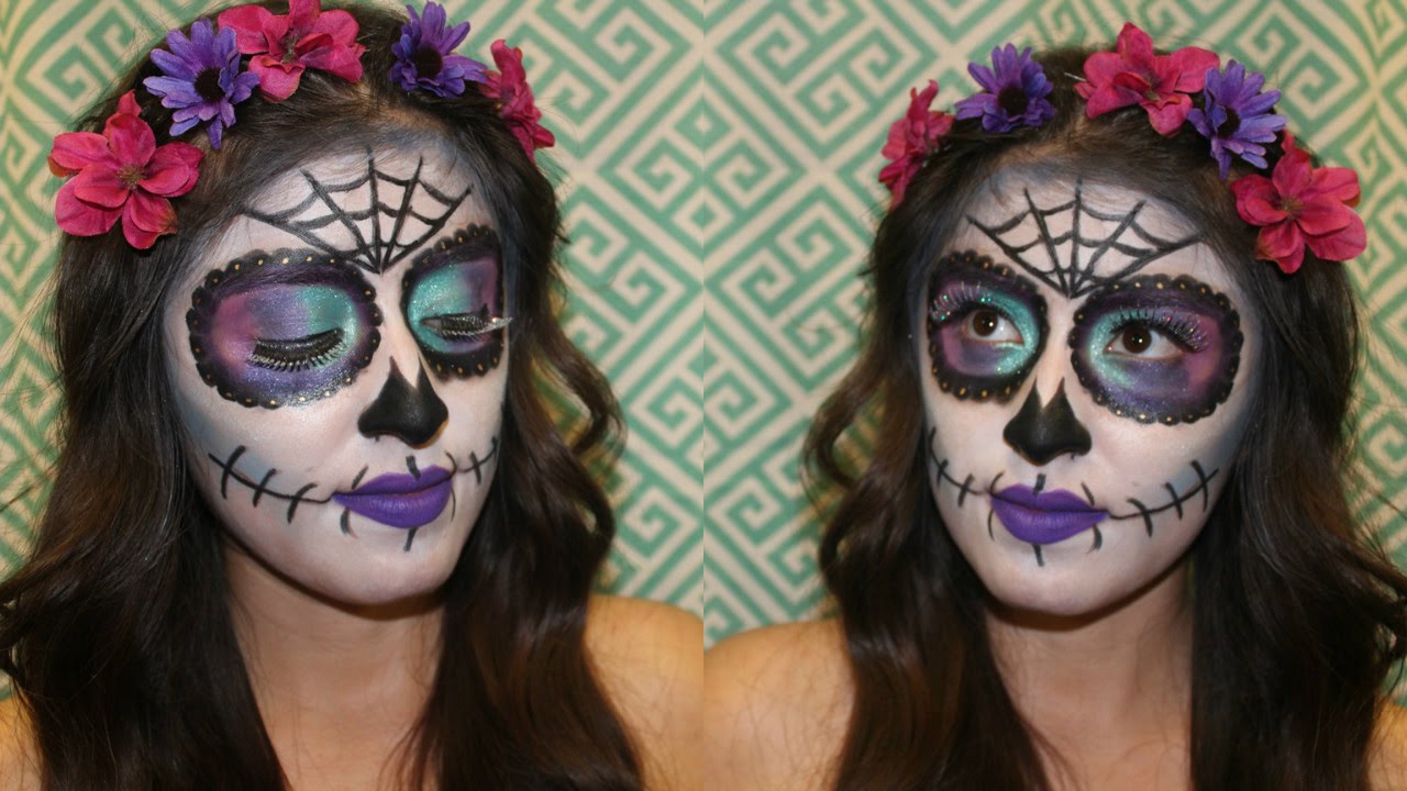 Easy Glam Sugar Skull Makeup Tutorial Day Of The Dead Mexican