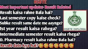 Hsbte result update// Haryana Polytechnic Result update// HSBTE