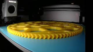 Printing a gear for the Python AMS project kit. X1C, BIQU CryoGrip build plate, Kingroon PETG