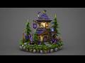 Stylized Wizard Tower Fantasy Diorama - 4K PBR - High-Poly 3D Asset