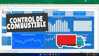 Dashboard de CONTROL DE COMBUSTIBLE de Unidades de Transporte en Excel