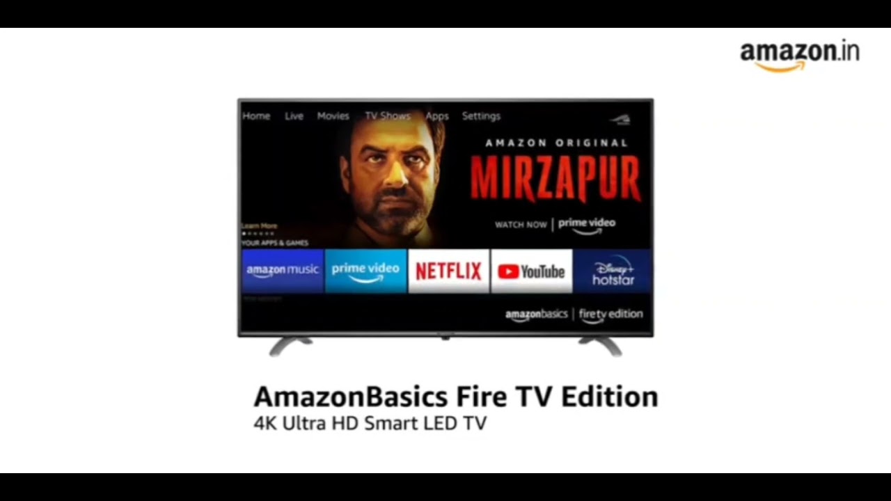 AmazonBasics 127cm (50 inch) 4K Ultra HD Smart LED Fire TV AB50U20PS (Black) smart TV