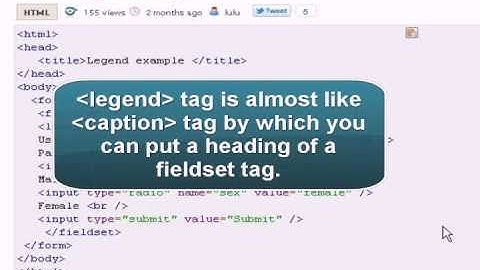 Html Tutorial:  legend tag