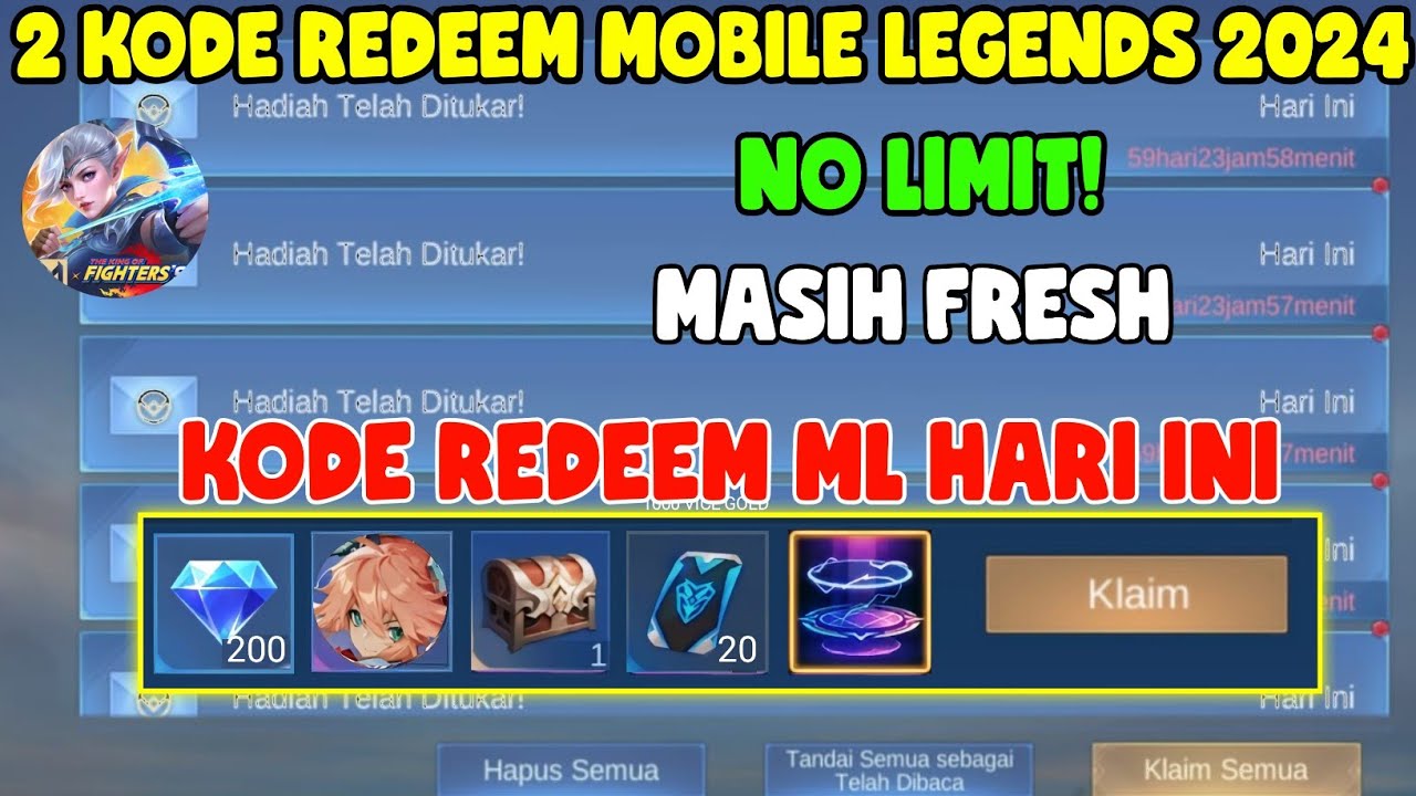 NO LIMIT! 2 KODE REDEEM ML TERBARU KODE REDEEM MOBILE LEGENDS KODE ...
