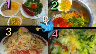 سلطة/المعكرونة و الأرز و الخضر/ غنيةو كاملة وجبة عشاء سريعة توجديها ف 5دقائق تنفعك ف مائدة رمضان