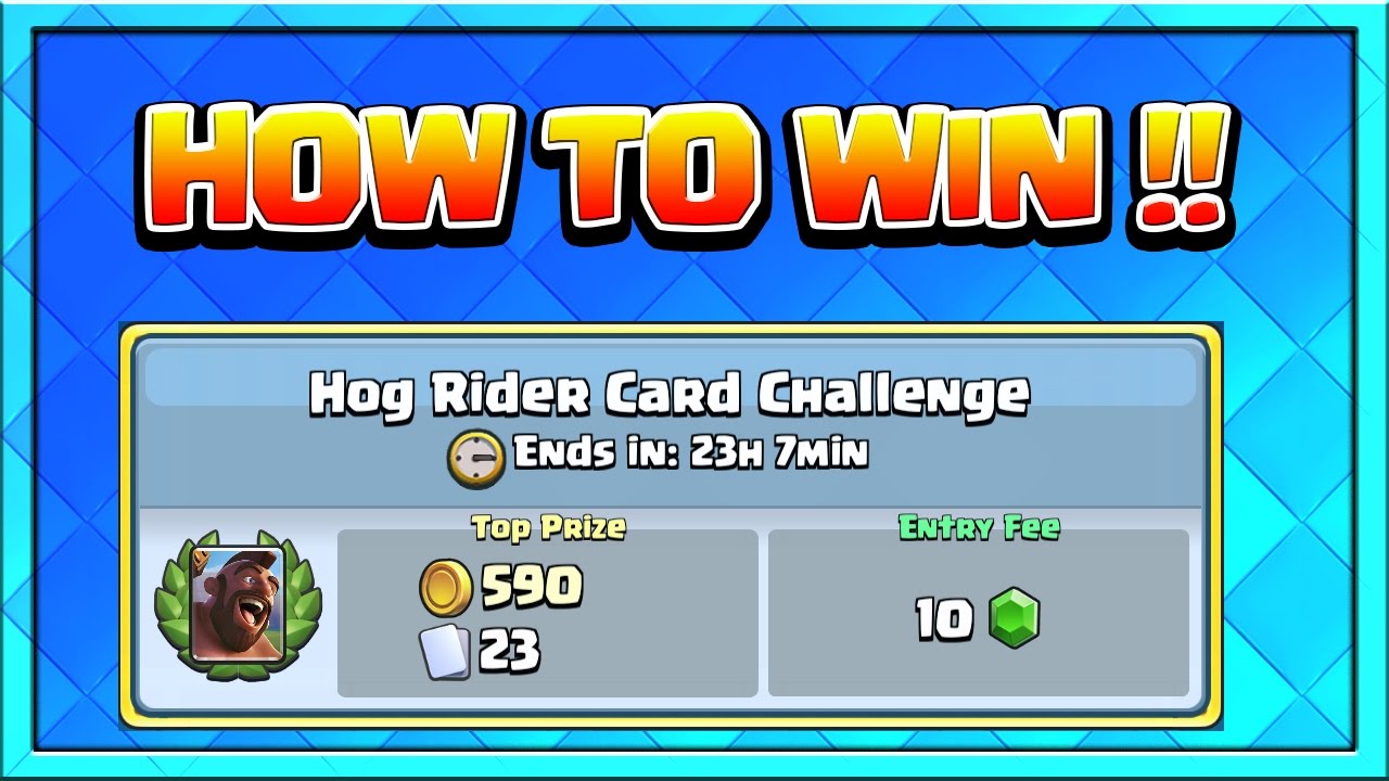 HOW TO WIN HOG RIDER CARD CHALLENGE || BEST TECHNIQUES CLASH ROYALE ...