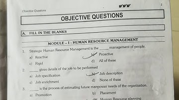 Tybcom Sem V#modul:I #human resources management MCQ questions with answers#mumbai university