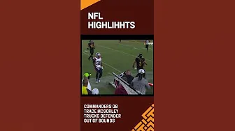 Commanders QB Trace McSorley Trucks Defender out of bounds. #hailtothecommanders #raisehail #nfl thumbnail