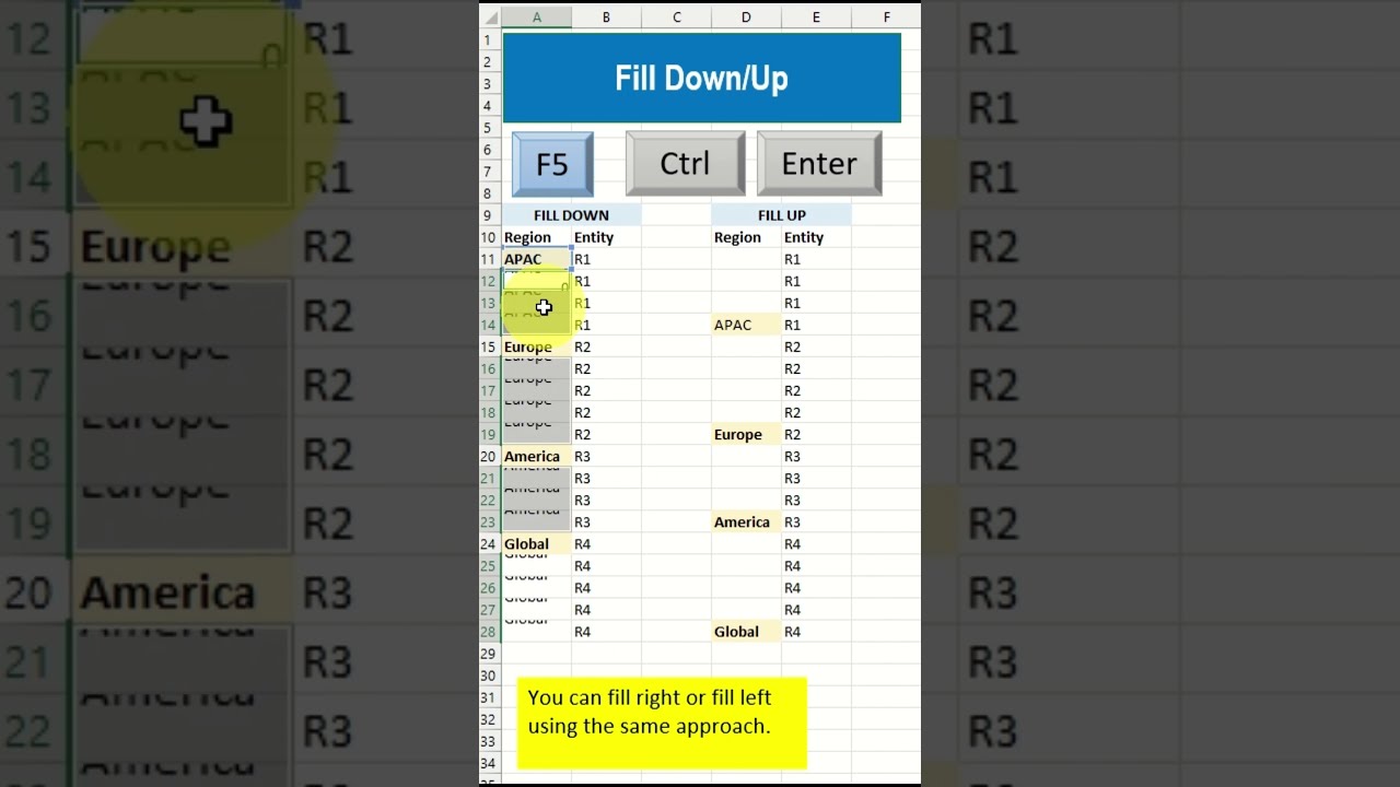 Fill Down, Fill Up (F5, CTRL+ENTER) 