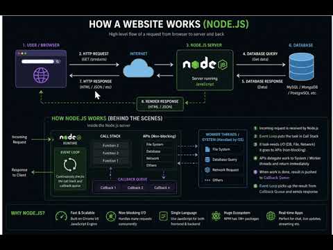 Node.js Tutorial Node.js Unlocked: Powering Websites & Beyond|How a website work?How to Run Node.js
