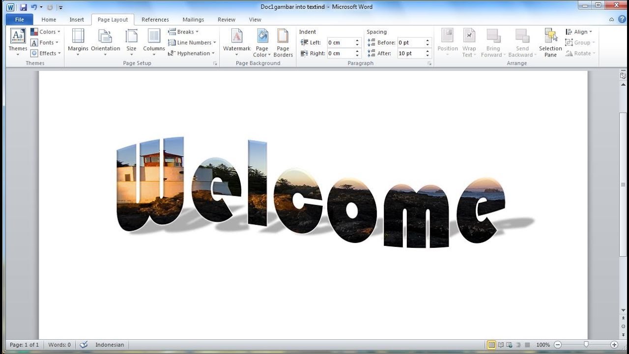 Belajar Microsoft Word 2010 Cara Cepat Membuat Teks Atau Tulisan Bergambar Di Word Youtube