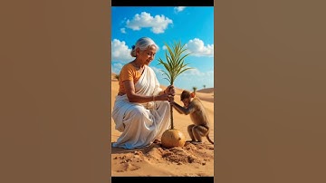 ||"Grandma and the monkey plant coconut trees in the desert"|| #shorts #aishort #aivideo #ai