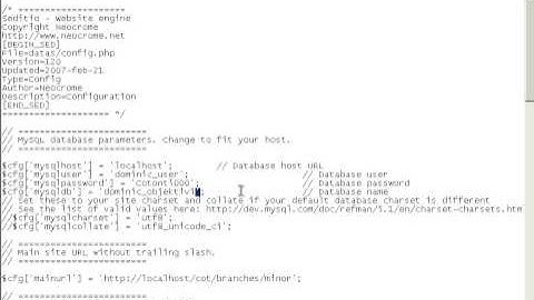 Cotonti Video Tutorial 06 - Editing Your Settings in Config.php
