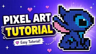 How to Make Stitch Pixel Art 💙 | Easy Pixel Art Tutorial
