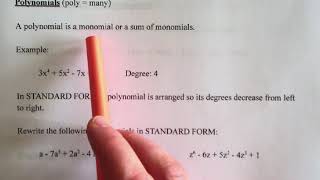 8.1 - Adding and Subtracting Polynomials - Algebra Notes