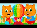 Cats Family in English - Pop It Machine Cartoon for Kids