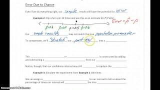 Statistics Estimates, Confidence, & Error Part 3 - Error Due to Chance