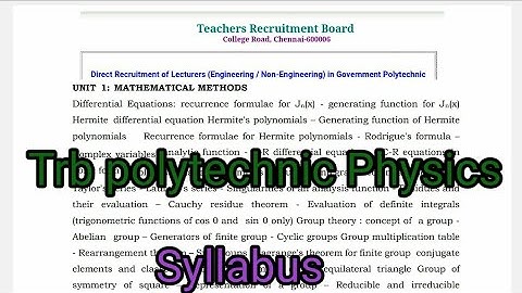 TRB POLYTECHNIC PHYSICS SYLLABUS 2020-2021