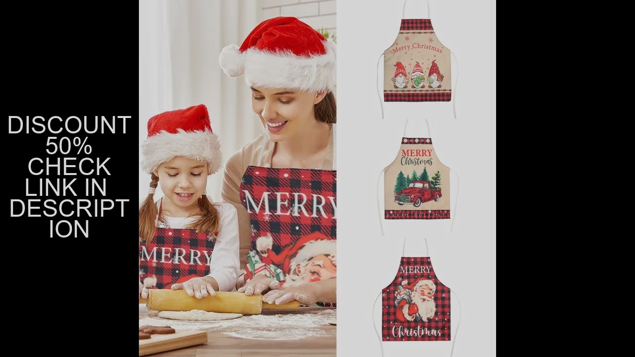1 Pc Christmas Kitchen Aprons for Woman Xmas Decoration Linen Aprons for Kids Adults Women Men Dinne