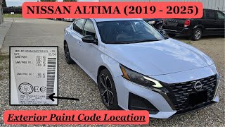 Nissan Altima - EXTERIOR PAINT COLOR CODE LOCATION (2019 - 2025)