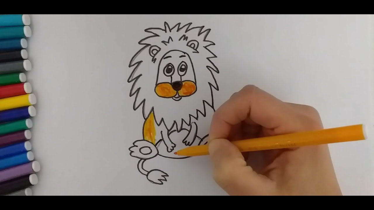 Sevimli Aslan çizimi/Aslan nasıl çizilir/ easy drawings/ kolay çizimler ...