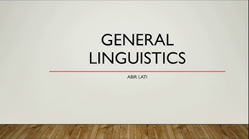 General Linguistics: part I LANGUAGE