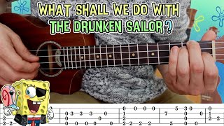 Video thumbnail of "Tutorial ukulele: "What´ll we do with the drunken sailor? - Spongebob - Bob esponja - Tema pirata"