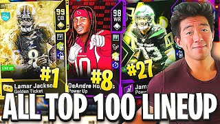 ALL 'NFL TOP 100' LINEUP! HIGHEST RANKED PLAYERS! Madden 20 Ultimate Team