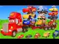 A truck delivers toy vehicles