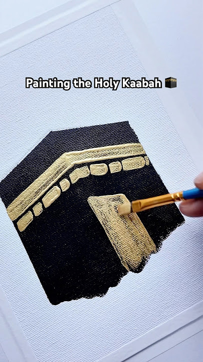 Easy Makkah art for beginners 🕋 Holy Kaabah painting idea #art #shorts #artshorts