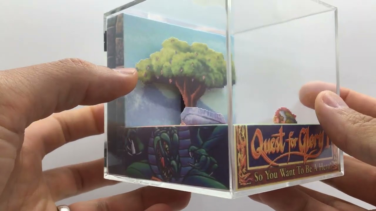 Quest for Glory I Erana's Peace Shadow Box Diorama Cube with Upgradeable Theme Music Box Function