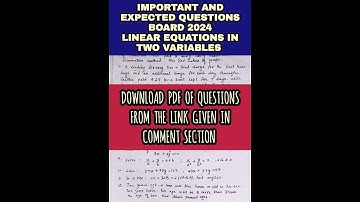 Important questions linear equations class 10| Important questions maths class 10