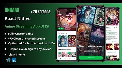 Animax - Anime Streaming React Native App Ui Kit | Light Theme