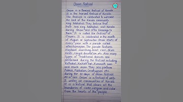 Onam Festival | Essay on onam festival | #shorts #studybyhandwriting #handwriting