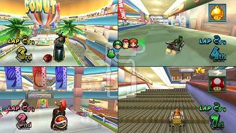 Mario Kart Wii Coconut Mall 4 player Netplay race 60fps